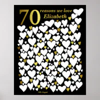 70th Birthday Poster - 70 Reasons We Love You Gift