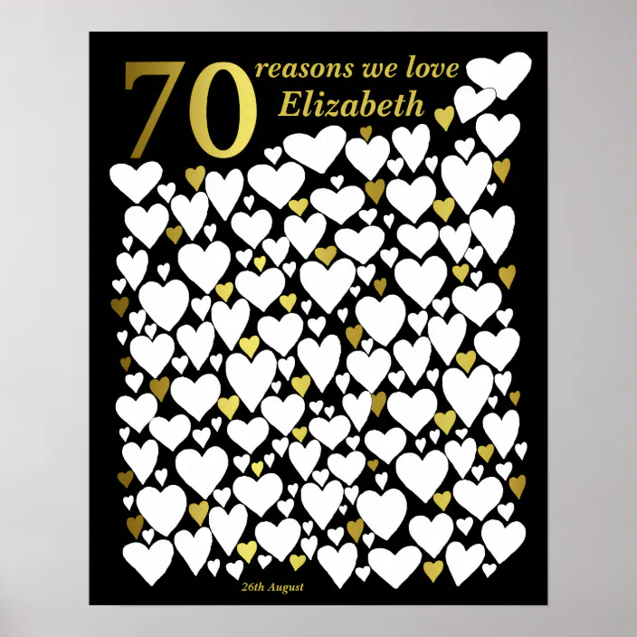 70th Birthday Poster 70 Reasons We Love You Gift Zazzle Com