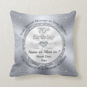 70th Birthday Present for Mom or other Women, 70th Throw Pillow