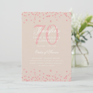 70th Birthday Program Menu Rose Gold Champagne