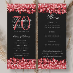 70th Birthday Program Ruby Red Menu+Thank You