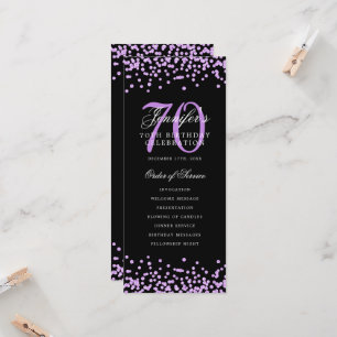 70th Birthday Program Thank You Purple Black