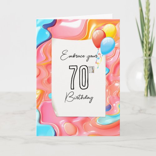 70th Birthday Psychedelic 3D Abstract Card