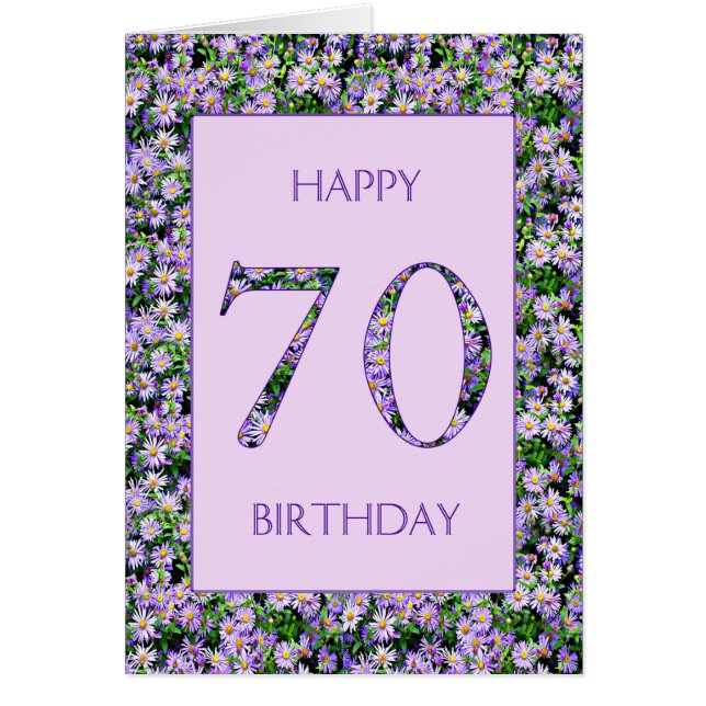 70th Birthday Purple Daisies Cards (Front)