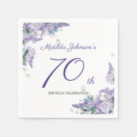 70th Birthday Purple Floral Elegant Custom Age