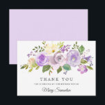 70th Birthday Purple Rose Floral Flat Thank You Note Card<br><div class="desc">A beautiful and elegant thank you card designed especially for a 70th birthday party. It features a large floral spray of purple roses nestled in green leaves. Two lines are provided for a customized thank you and the birthday woman's name.</div>