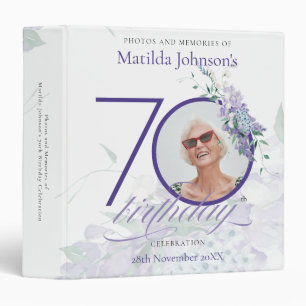 70th Birthday Purple Wisteria Floral Custom Album 3 Ring Binder