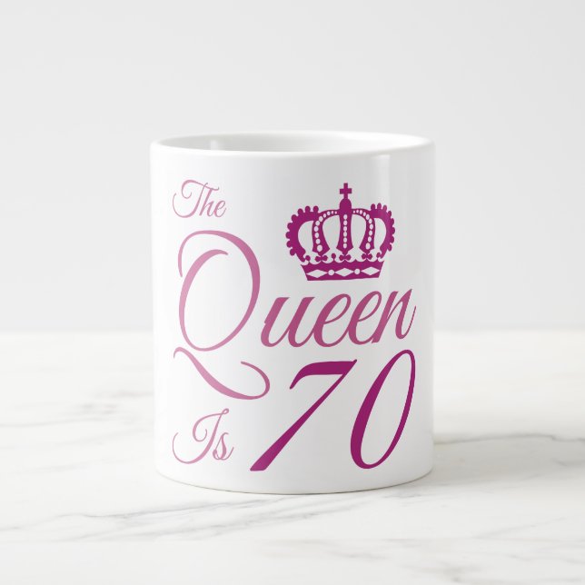 70th Birthday Queen Giant Coffee Mug (Front)