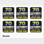 [ Thumbnail: 70th Birthday: Rainbow “70”; Custom Photos & Name Sticker ]