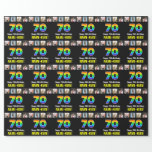 [ Thumbnail: 70th Birthday: Rainbow “70“; Custom Photos & Name Wrapping Paper ]