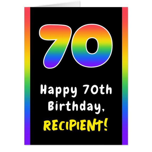 70th Birthday: Rainbow Spectrum # 70, Custom Name Card (Front)