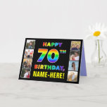 [ Thumbnail: 70th Birthday: Rainbow Text, Custom Photos & Name Card ]