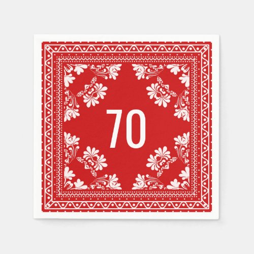 70th Birthday Red Bandana Napkins