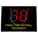 [ Thumbnail: 70th Birthday: Red Digital Clock Style "70" + Name Gift Bag ]