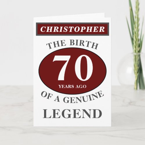 70th Birthday Red Genuine Legend Add Your Name Card