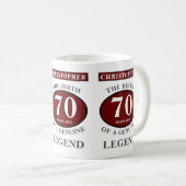 70th Birthday Red Genuine Legend Add Your Name Coffee Mug (Front Right)