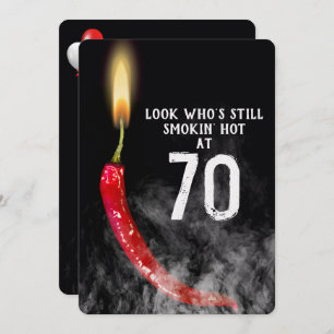 70th Birthday Red Hot Pepper Candle Invitation