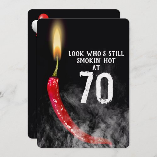 70th Birthday Red Hot Pepper Candle   Invitation
