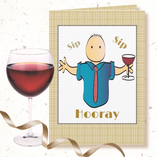 70th Birthday Red Wine Cartoon for Him Funny Bold  Card