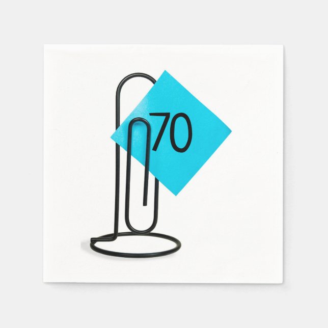70th Birthday Reminder Note On a Paper Clip Napkins (Front)