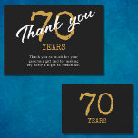 70th Birthday Retro Black And Gold Thank You Card<br><div class="desc">After that milestone 70th birthday party it's time to say thank you. Say it in style with our unique thank you cards.</div>