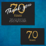 70th Birthday Retro Black And Gold Thank You Card