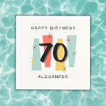 70th Birthday Retro Midcentury Modern Colorful Napkins<br><div class="desc">Mark a fabulous 70th birthday in true retro style with these midcentury modern party napkins! Inspired by the colorful atomic-era aesthetic, this design features bold geometric shapes and playful pops of color around a cheerful ‘Happy Birthday’ greeting. Perfect for both men and women, these napkins add a stylish vintage touch...</div>