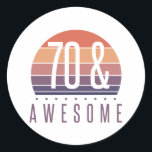 70th Birthday Retro Sunset Classic Round Sticker<br><div class="desc">A colorful vintage style for awesome men and women celebrating a milestone birthday,  with a retro color scheme.</div>