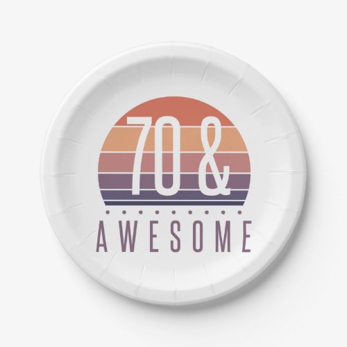 70th Birthday Retro Sunset Paper Plates