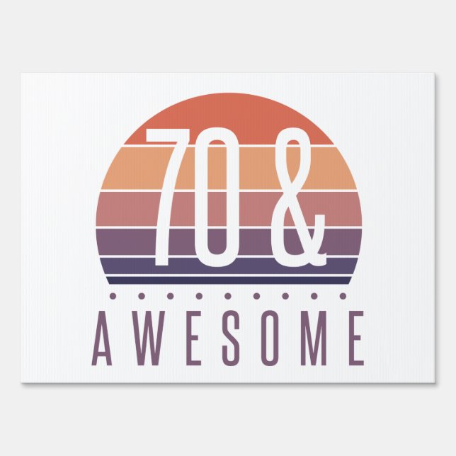 70th Birthday Retro Sunset Sign (Front)
