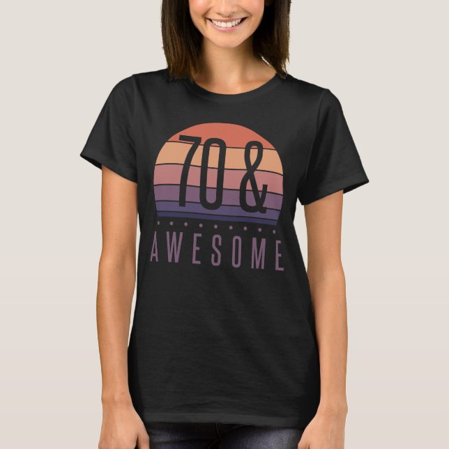 70th Birthday Retro Sunset T-Shirt (Front)