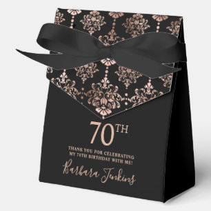 70th Birthday Rose Gold Elegant Thank You Favor Boxes