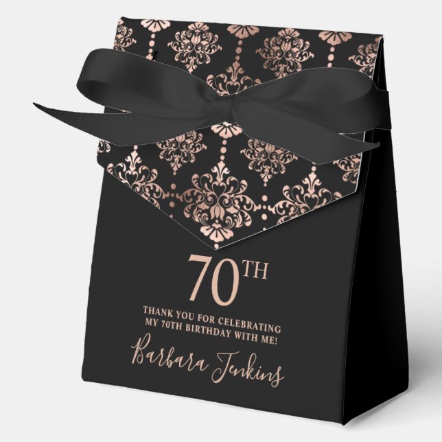 70th Birthday Rose Gold Elegant Thank You  Favor Boxes (Front)