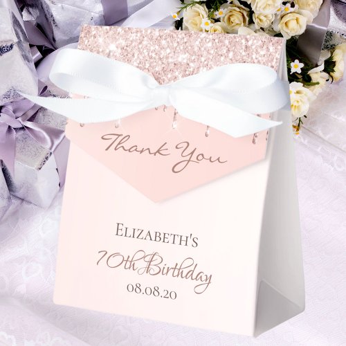 70th Birthday rose gold glitter glam thank you Favor Boxes