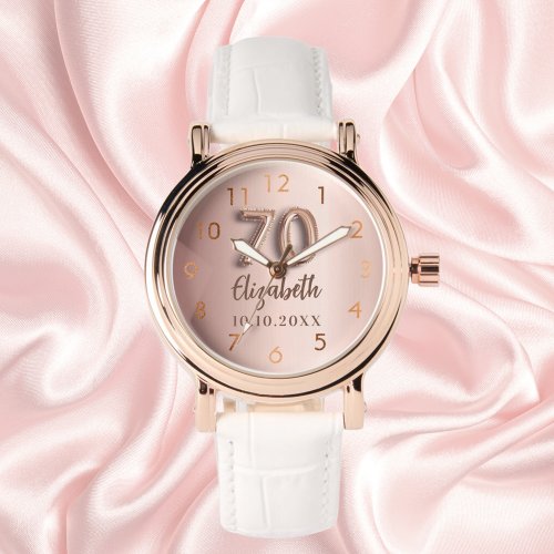 70th Birthday rose gold name Watch