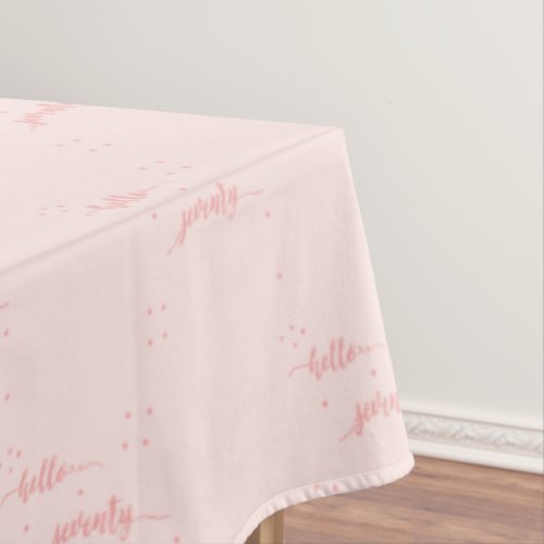 70th birthday rose gold pink hello seventy text tablecloth