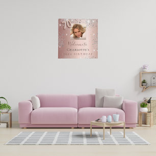 70th birthday rose gold silver photo glitter foam board