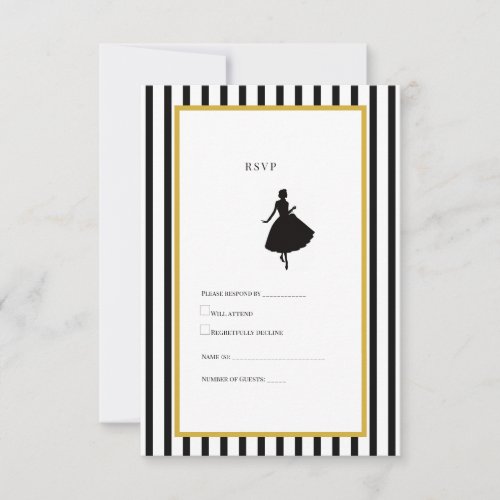 70th Birthday RSVP Card Black & Gold Party