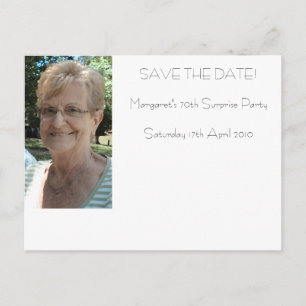 70th birthday save the date announcement postcard