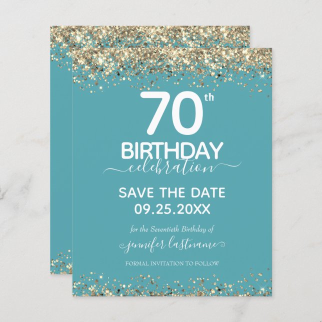 70th Birthday Save the Date Budget Invitation (Front/Back)