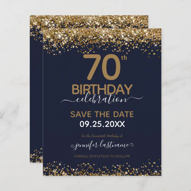 70th Birthday Save the Date Budget Invitation | Zazzle