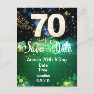 70th Birthday Save the Date Green Postcard