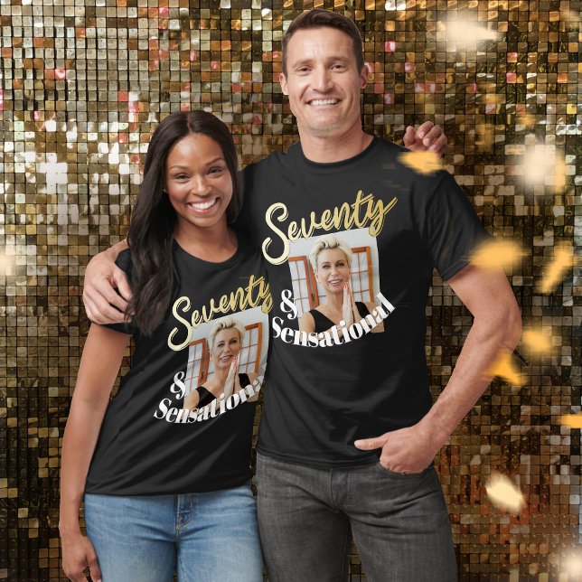 70th birthday seven and sensational gold art photo T-Shirt (Creator Uploaded)