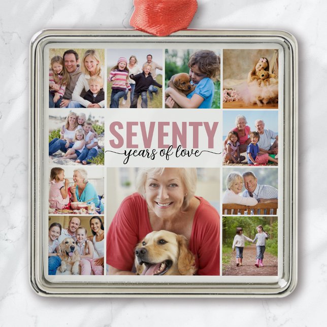 70th Birthday Seventy Photo Collage Metal Ornament (Creator Uploaded)