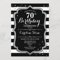 70th Birthday - Silver Black White Stripes