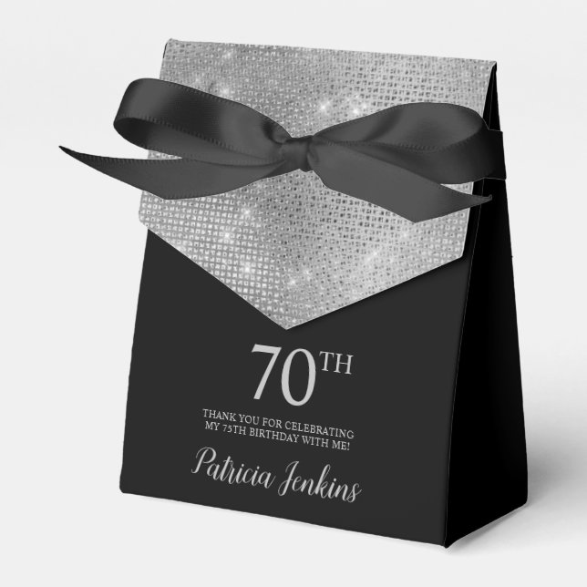 70th Birthday Silver Thank You Favor Box (Front Side)