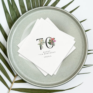 70th Birthday Simple Elegant Tropical Invitation Napkins