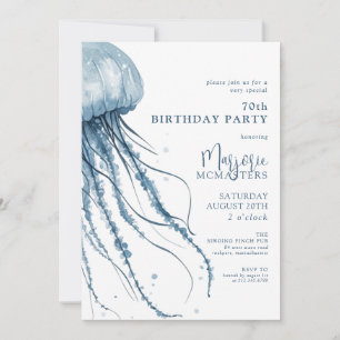70th Birthday Simple Modern Coastal Jellyfish Invitation