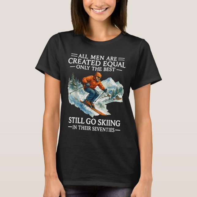 70th Birthday Skier Man 70 Years Old Skiing Lover  T-Shirt (Front)