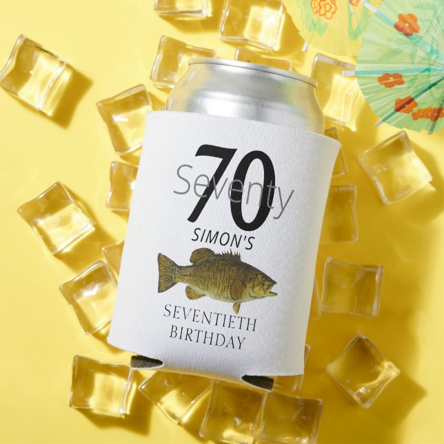 70th Birthday Smallmouth Bass Fishing Seventy Fish Can Cooler (In Situ Summer)